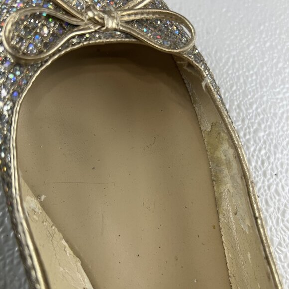 Enzo Angiolini Women 9.5M Gold & Silver Glitter Fairy Ballet Flats W/ Bow Detail - Picture 14 of 14